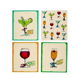 Two's Company Multipurpose Biodegradable Kitchen Cloth (4 Pack) Cocktail Party